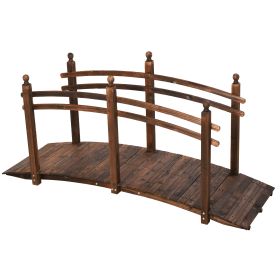 Outsunny 7.5' Fir Wood Garden Bridge Arc Walkway with Side Railings, Perfect for Backyards, Gardens, & Streams, Carbonized