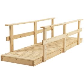 Outsunny 7' Wooden Garden Bridge with Safety Rails, Backyard Footbridge for Ponds, Creeks, Streams, Natural