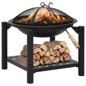 Fire Pit with Poker 21.3"x21.3"x21.7" Steel